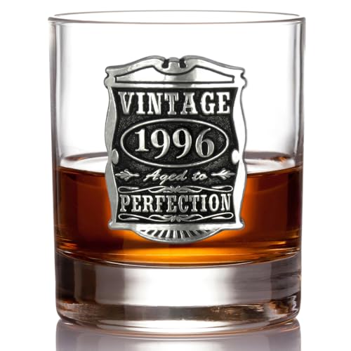 English Pewter Company Vintage Years 1996 30th Birthday or Anniversary Old Fashioned Whisky Rocks Glass Tumbler - Unique Gift Idea For Men [VIN130]