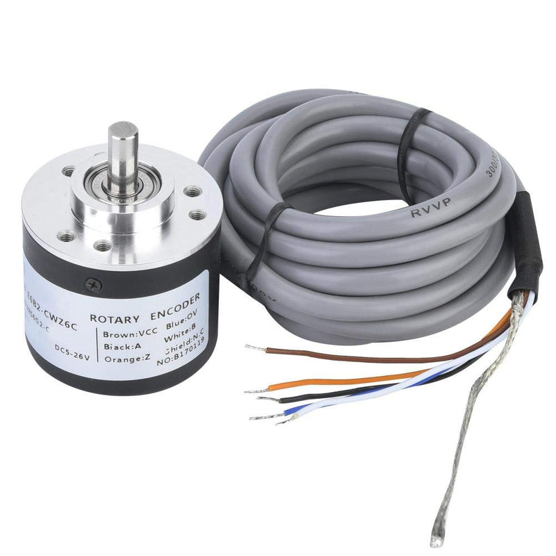[Australia - AusPower] - 5-26V DC Incremental Rotary Encoder, ABZ 3 Phase General Purpose Encoder with NPN Open-Collector Output, 38mm Diameter, 2m Wiring (2500 P/R) 