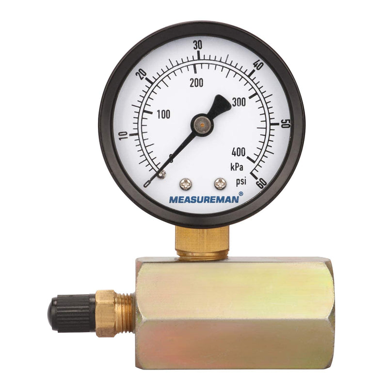 [Australia - AusPower] - MEASUREMAN 2" Steel Gas Pressure Test Gauge Assembly, 3/4" FNPT Connection, 0-60Psi/kpa, -3-2-3% Accuracy Electroplating body 