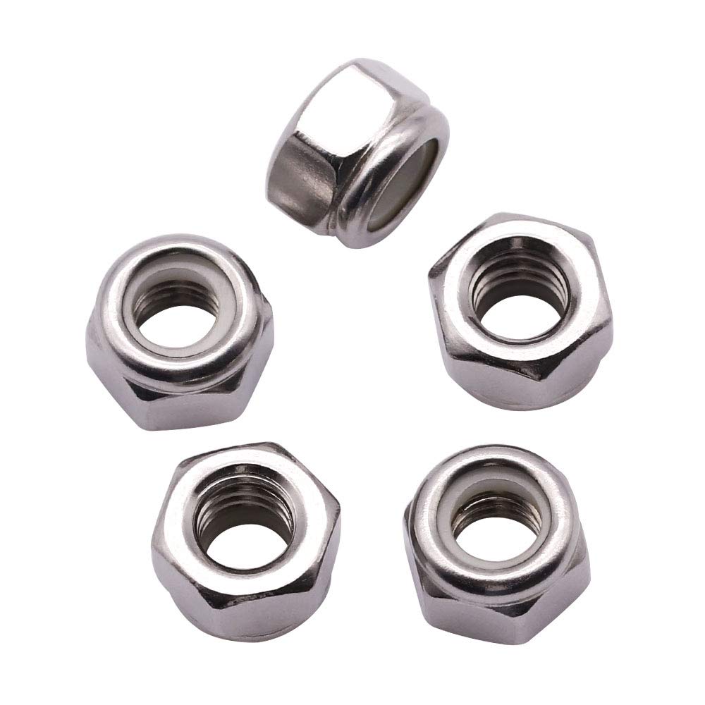 #10-24 inch Nylon Inserted Hex Locknuts (50 Pack), 304 Stainless Steel (18-8) lock nut, Finish Hex lock Nut #10-24 50