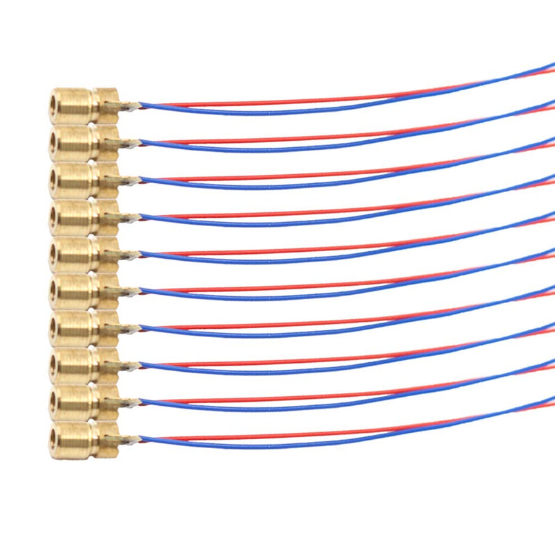 [Australia - AusPower] - DTOL 10pcs 5V 650nm 5mW Red Dot Laser Head Red Laser Diode Laser Tube with Leads Head Outer Diameter 6mm 
