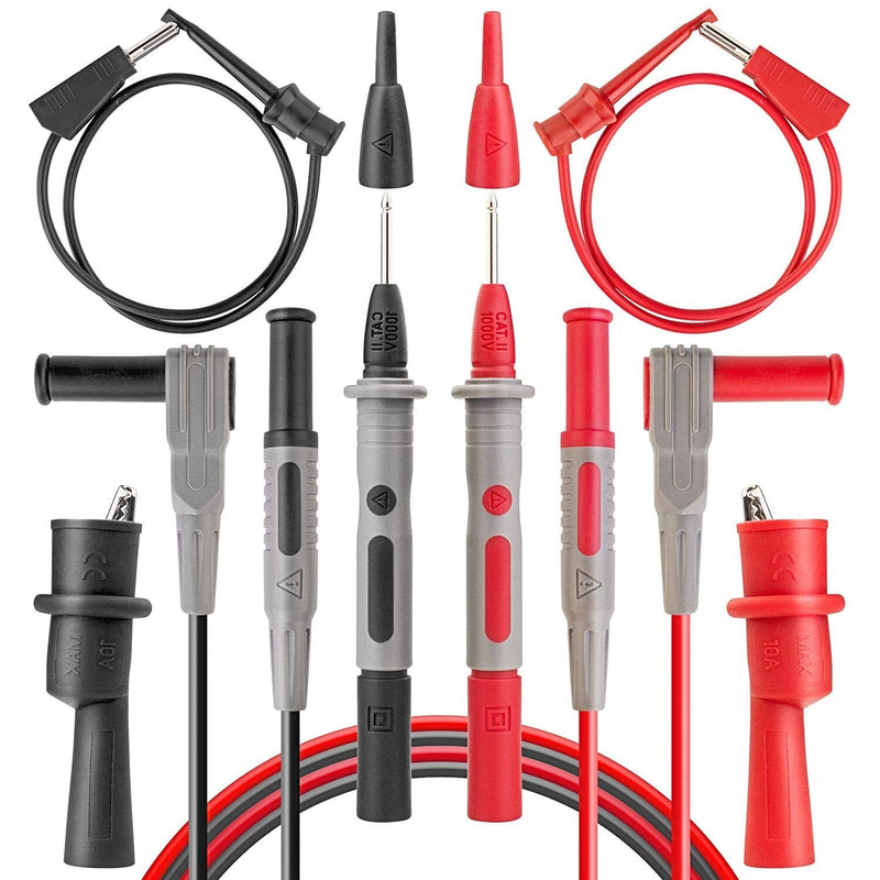 [Australia - AusPower] - AstroAI 8Pcs Multimeter Test Leads Set with Alligator Clips and AM33D 2000 Counts Multimeter 