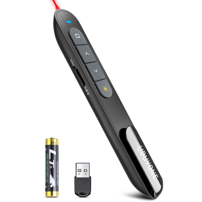 [Australia - AusPower] - Wireless Presenter Remote Presentation Pointer Clicker with Hyperlink & Volume Control USB PowerPoint Slide Advancer 