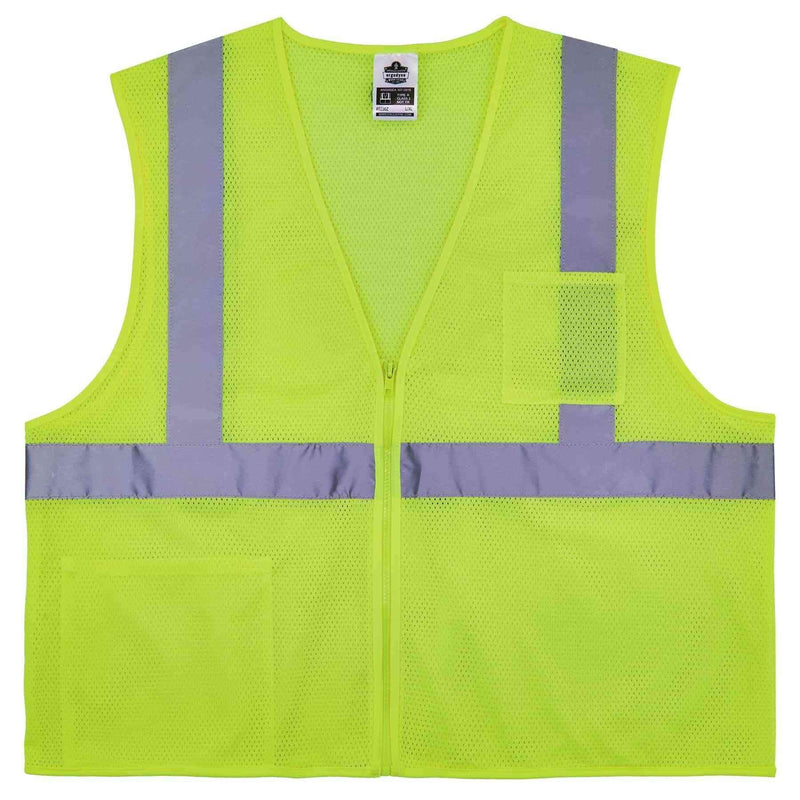 Ergodyne Unisex Glowear 8256z Self-extinguishing Hi-vis Safety Vest - Type R, Class 2, Zipper Large-X-Large Lime