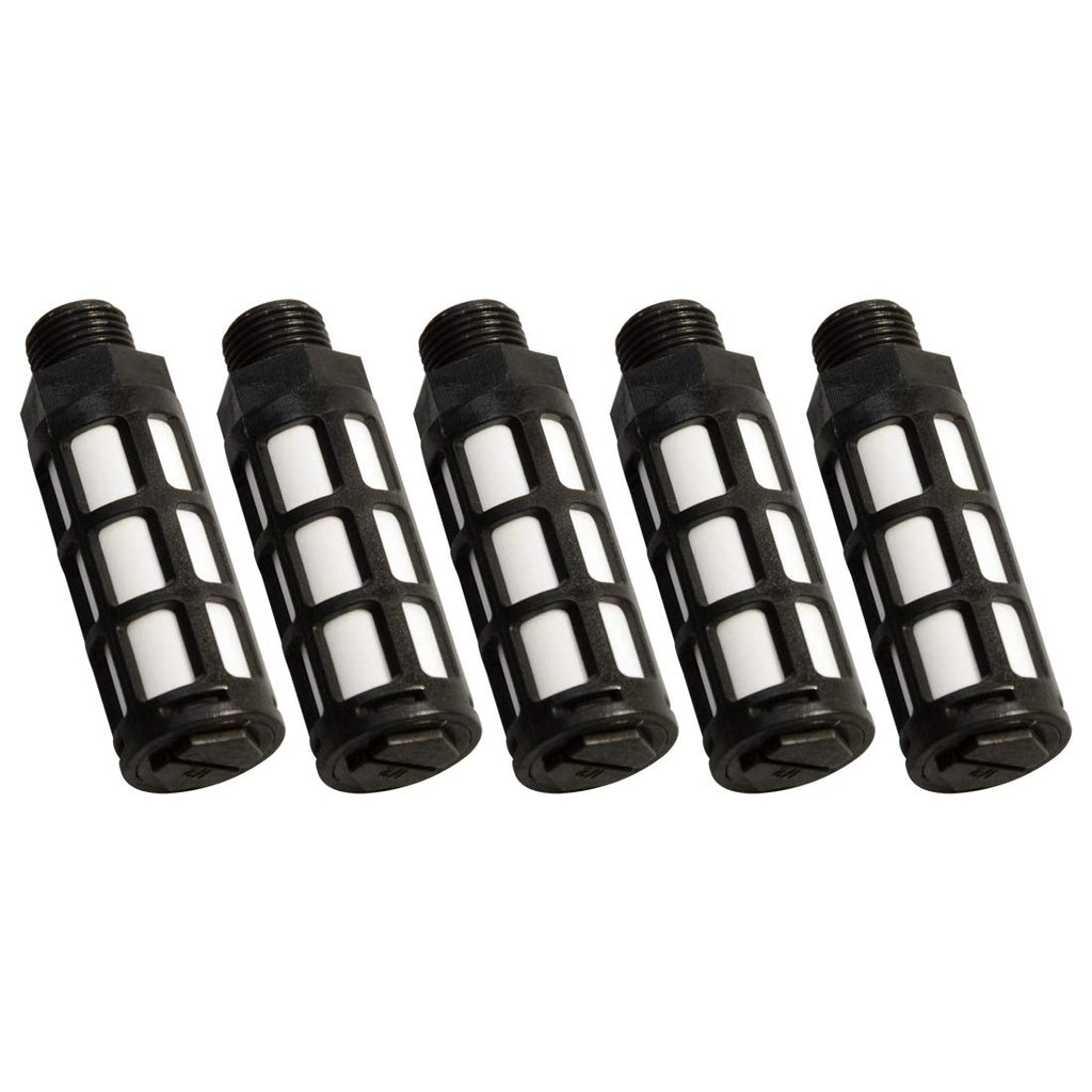 Quickun Plastic Exhaust Air Silencer, 3/8" Air Line Pneumatic Muffler Black Air Compressor Fitting (Pack of 5) 3/8" Male (5Pcs)