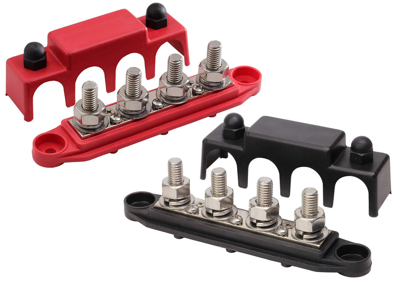[Australia - AusPower] - Fastronix 3/8" 4 Stud Power and Ground Distribution Block with Cover 3/8" Red and Black 