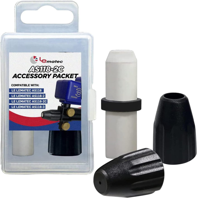 [Australia - AusPower] - LE LEMATEC Accessory Packet for AS118 Sandblaster Gun Kit, Durable Sand Blasting Spare Nozzle Tip For Replacement, Includes 1 Ceramic Nozzle, 2 Black Covers, 1 Storage Case 