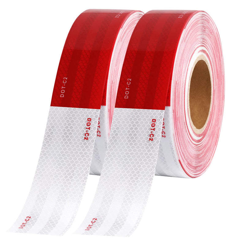 [Australia - AusPower] - WAENLIR 2 inch x 200Feet Reflective Safety Tape DOT-C2 Waterproof Red and White Adhesive conspicuity tape for trailer, outdoor, cars, trucks 200FT 