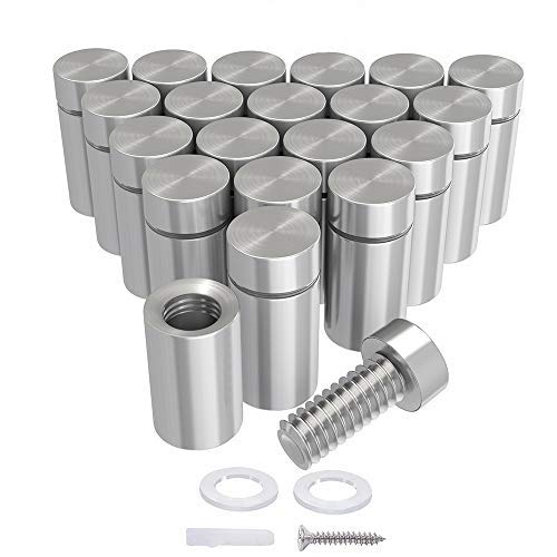 [Australia - AusPower] - LuckIn 50-Pack Standoff Screws (1/2 in. Dia x 1 in. L), Stainless Steel Standoff Mounting Hardware for Acrylic Signs, Silver 1/2x1inch 