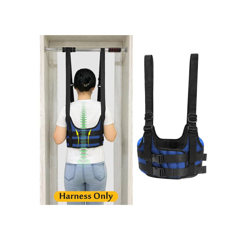 [Australia - AusPower] - Mybow Back Stretcher, Lumbar Traction Device, Spine Decompression Belt for Pain Relief, Spinal Back Stretcher Belt, Thoracic Spinal Decompression Harness, Portable Stretching Device (Medium) Blue 