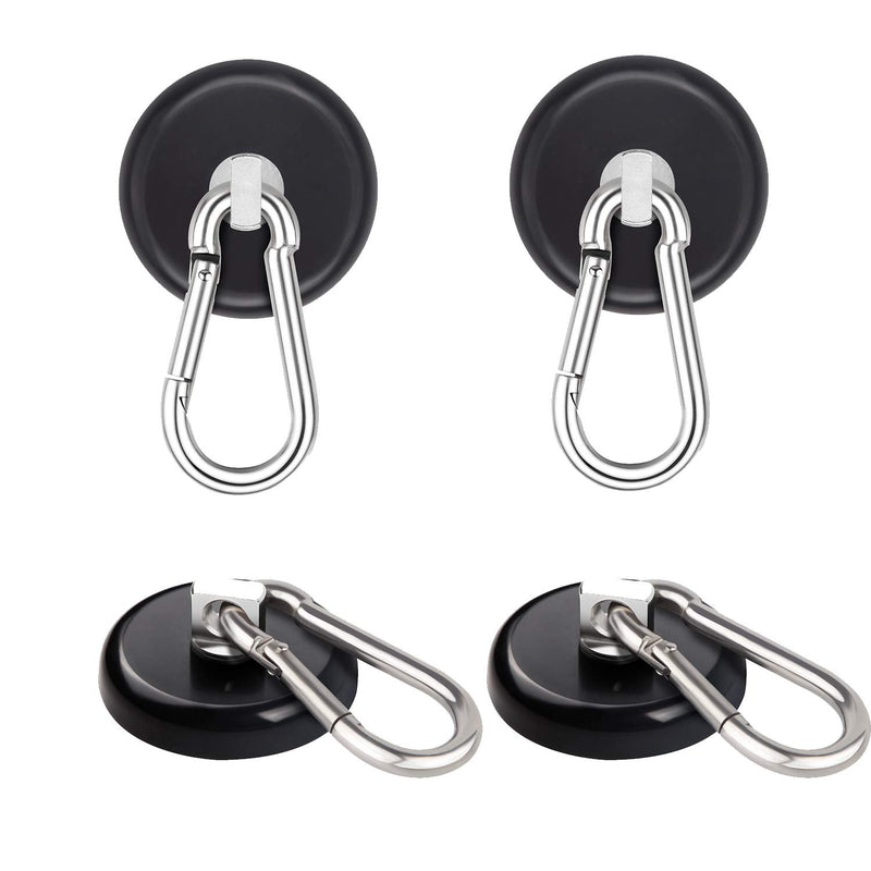 [Australia - AusPower] - Ant Mag Magnetic Hooks 140LBS Heavy Duty Neodymium Magnet with Carabiner Hook for Hanging for Kitchen Cruise Ship Refrigerator Grill Office Locker (4 Pack Black) Medium Package 4PCS 