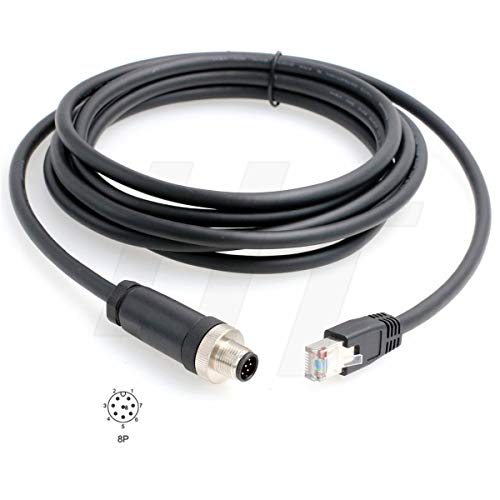 M12 Ethernet 8 Pole A-Code RJ45 Cat5e Cable for Cognex Industrial Camera Sensor (3 Meter) 3 meter
