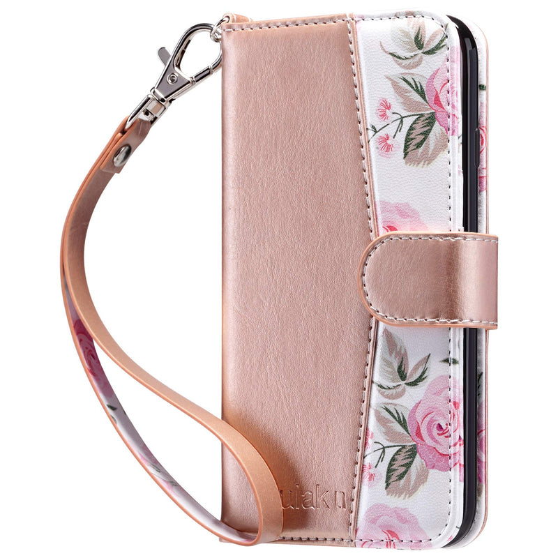 [Australia - AusPower] - ULAK Case for iPhone SE 3 Wallet 2022, iPhone 8 Wallet, iPhone SE Wallet 2020, iPhone 7 Flip Case, PU Leather Kickstand Card Holder Protective Cover for iPhone 7/8/iPhone SE 2nd 3rd Gen Rose Gold 
