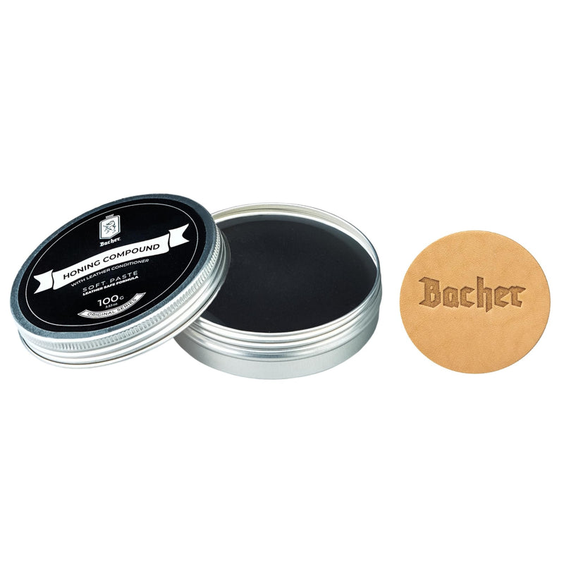 Bacher 12000 Scraper Paste Black for Knives & Strops - 100 g | Weich ohne Hitze | Schleifpaste Messer, Polierpaste Lederscheibe | ultrafein 0,4-0,6 µm | ca. 50-100 Anwendungen | Applikator