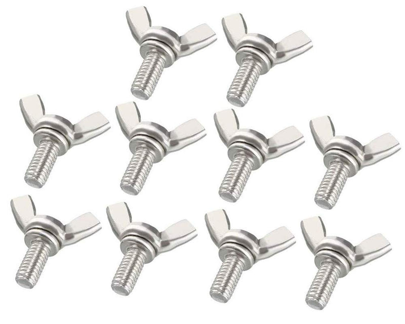 [Australia - AusPower] - 10Pcs M6 x 1-Pitch Wing Bolt, 12mm Length Carbon Steel Butterfly Screw Wing Bolt Machine Fastener M6 X 12 