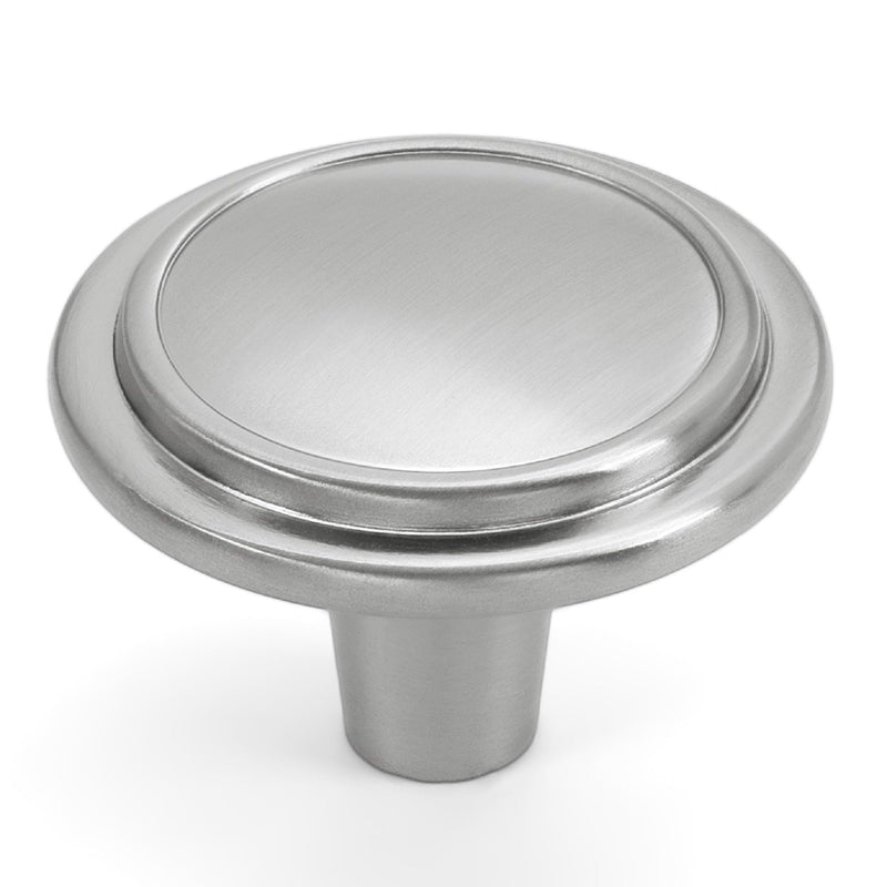 HESTIA HARDWARE 10 Pack | Satin Nickel Round Cabinet Knobs | 1-1/4 Inch Silver Kitchen Cabinet Hardware, Drawer Pulls and Knobs, Vintage Drawer Dresser Door Pulls