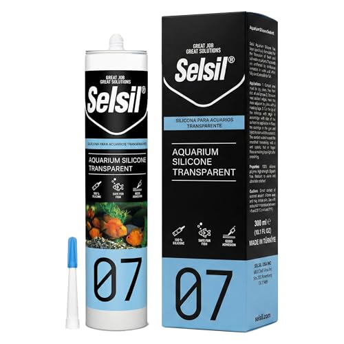 SELSIL Aquarium Silicone Clear Sealant, transparent 10.14 fl oz tube for fish-safe, flexible bonding