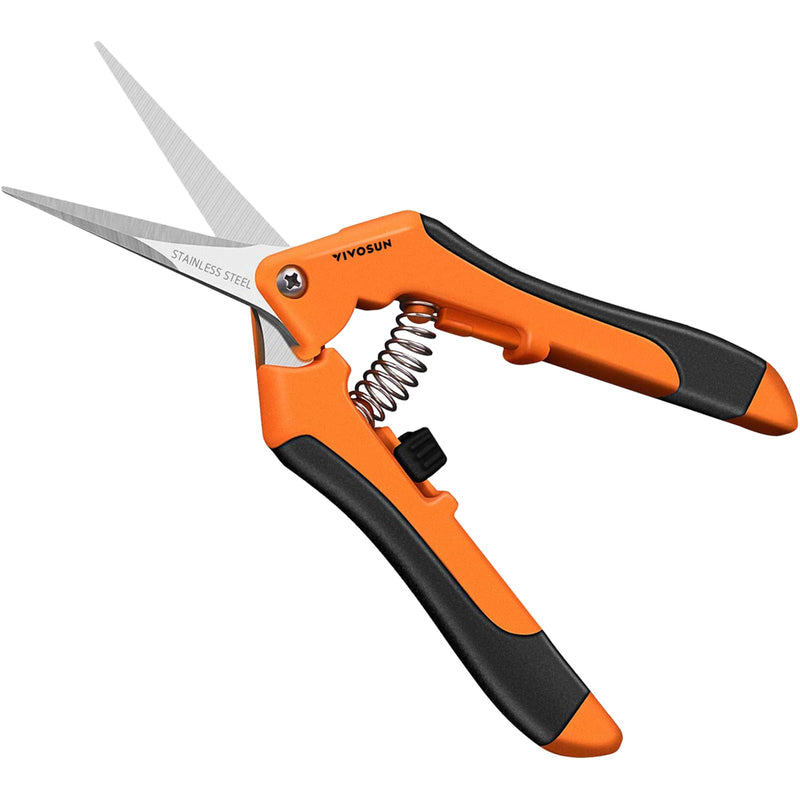 VIVOSUN 12-Pack 6.5 Inch Gardening Scissors Hand Pruner Pruning Shear with Straight Stainless Steel Blades Orange Orange Straight Blade