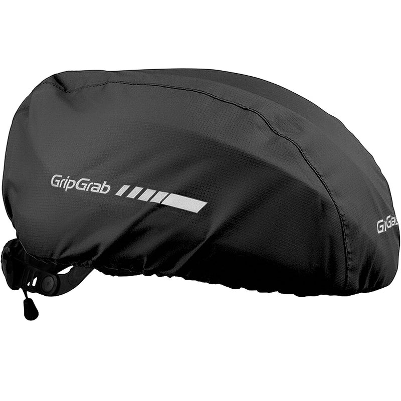 GripGrab Bicycle Helmet Cover Waterproof High Visibility Reflective Cycling Rain Cover Rainproof Windproof Adjustable Black One Size