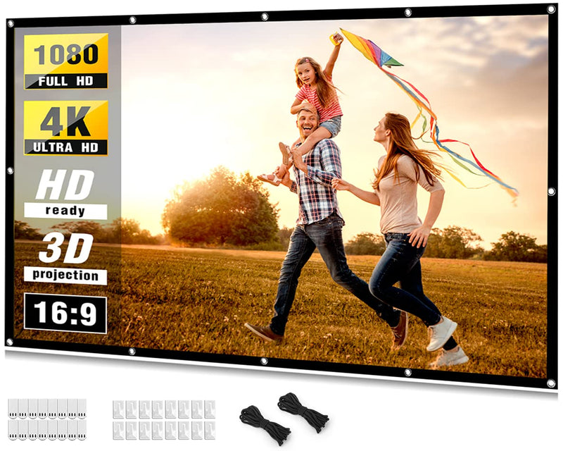 [Australia - AusPower] - Projector Screen 100 inch, Taotique 4K Movie Projector Screen 16:9 HD Foldable and Portable Anti-Crease Indoor Outdoor Projection Double Sided Video Projector Screen for Home, Party, Office, Classroom 