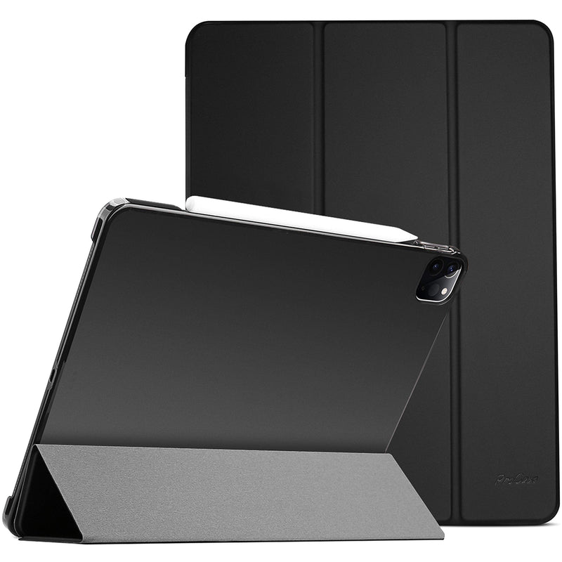 [Australia - AusPower] - Smart Case for iPad Pro 12.9 2022/2021/2020/2018, Slim Stand Hard Back Shell Smart Cover for iPad Pro 12.9 6th Generation 2022 / 5th Gen 2021 / 4th Gen 2020 / 3rd Gen 2018 -Black Black 