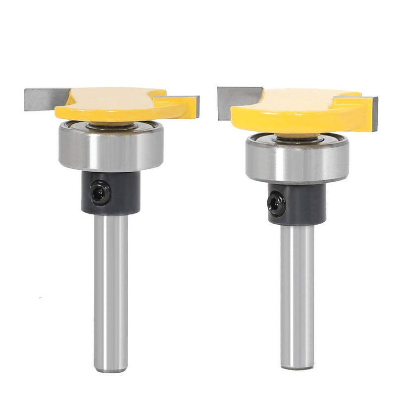 Set of 2 6 mm Shank Biscuit Wood Cutter with Bearing, Groove Cutter Tongue Shaft and Groove Milling Cutter Set T-Shape Cutter Made of Wood for Woodwork Carpenters