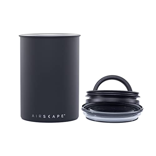 AirScape stainless steel coffee canister with airtight lid, designed for fresh coffee storage and food preservation.