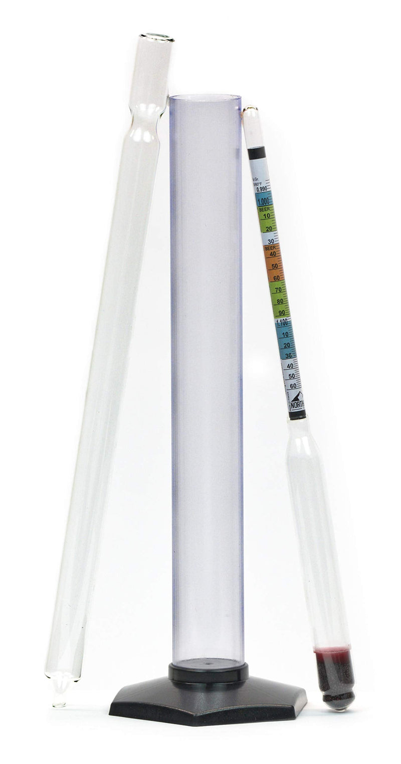 [Australia - AusPower] - North Mountain Supply Premium Glass Triple Scale Beer & Wine Hydrometer Combo Kit With Test Jar and Glass Wine Thief - Made in France - Lead & Mercury Free 