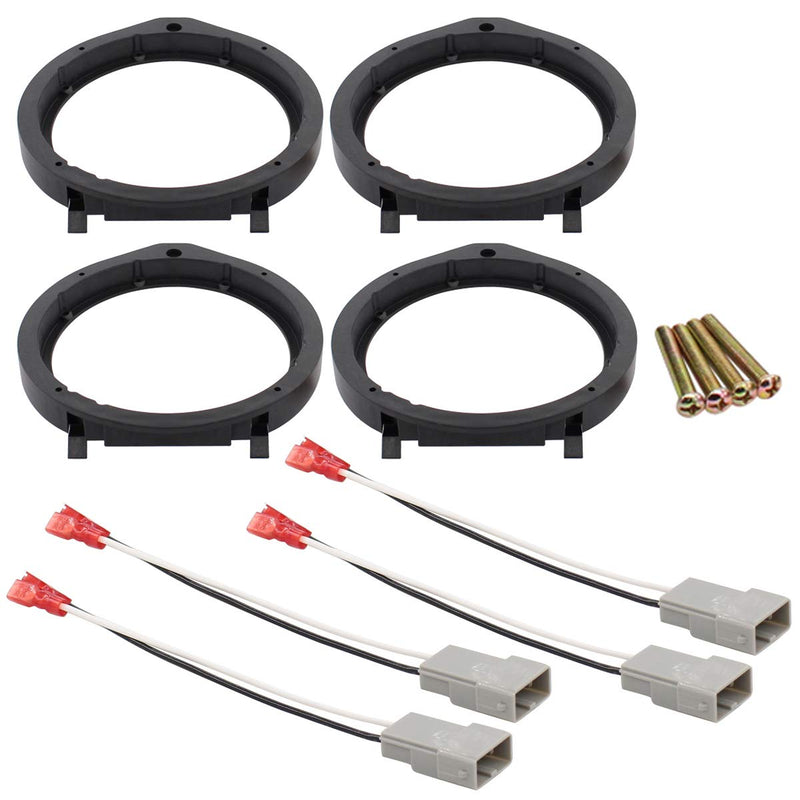 [Australia - AusPower] - XtremeAmazing Car Stereo Door Speaker Adapter Mounting Plates 6.5 Inch 6.75 Inch 165mm Stand Ring Kit with Wiring Harness Cable Set of 4 