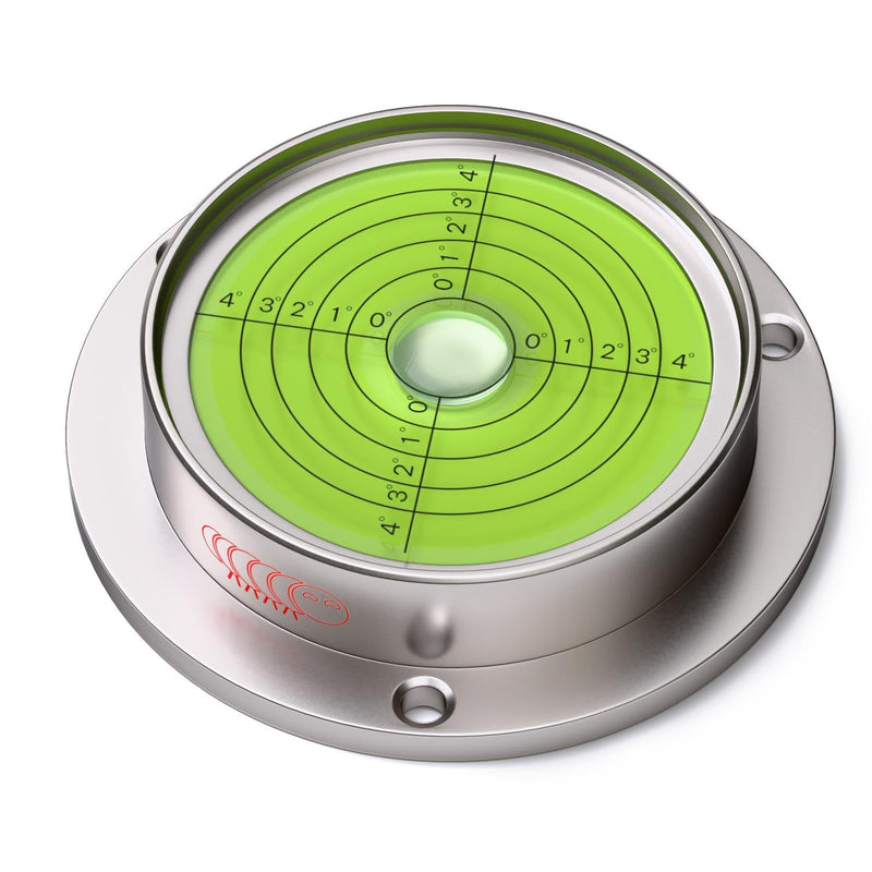 [Australia - AusPower] - Large Flanged Metal Circular Angle Spirit Bubble Degree Level (Green aqueous) 71mm Diameter with Degree Marking, (2 51/64 in) 