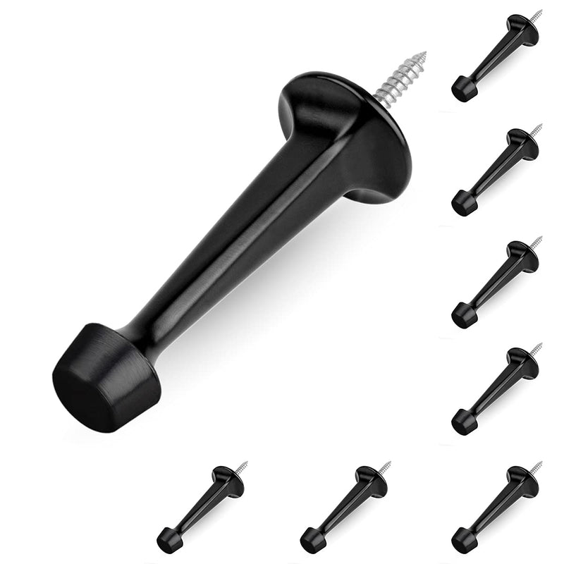 [Australia - AusPower] - HOMOTEK 8 Pack Heavy Duty Solid Rigid Door Stop with Soft Rubber Tip, Zinc Die Cast Door Stopper Protect Wall & Door, Black 