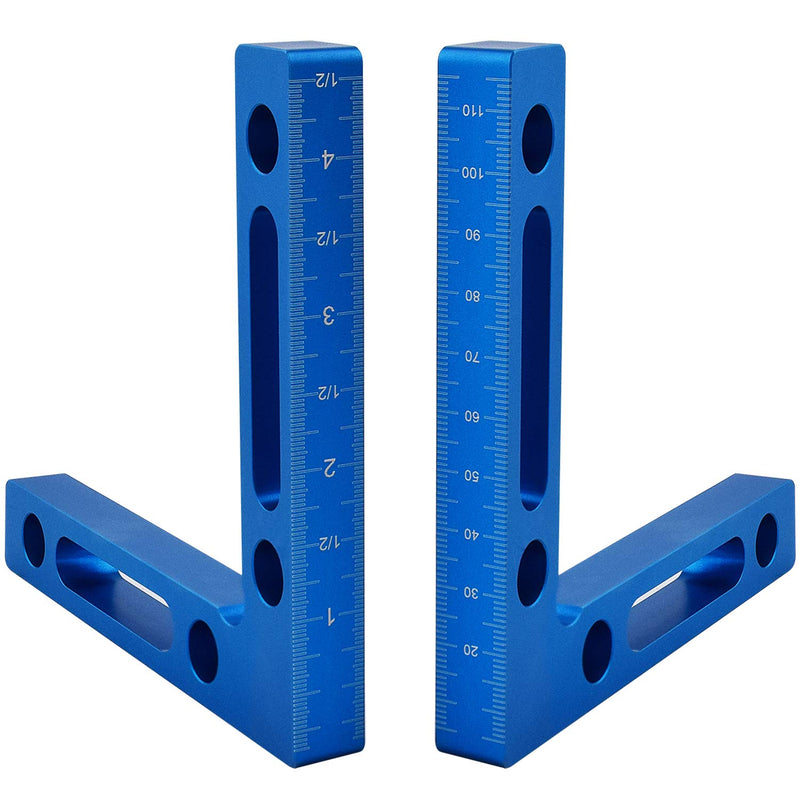 [Australia - AusPower] - Aluminium Alloy 90 Degree Positioning Squares 4.7" x 4.7"(12x12cm) Right Angle Clamps Woodworking Carpenter Tool Corner Clamping Square for Picture Frame Box Cabinets Drawers (Blue, 2pcs) Blue, 2pcs 