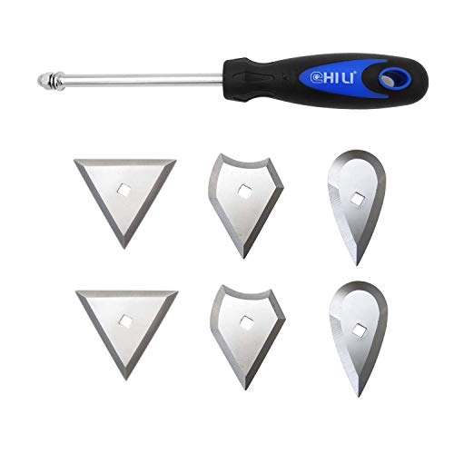 CHILI 3-in-1 stainless steel shave hook scraper set with triangle, combination, heart blades and replacements