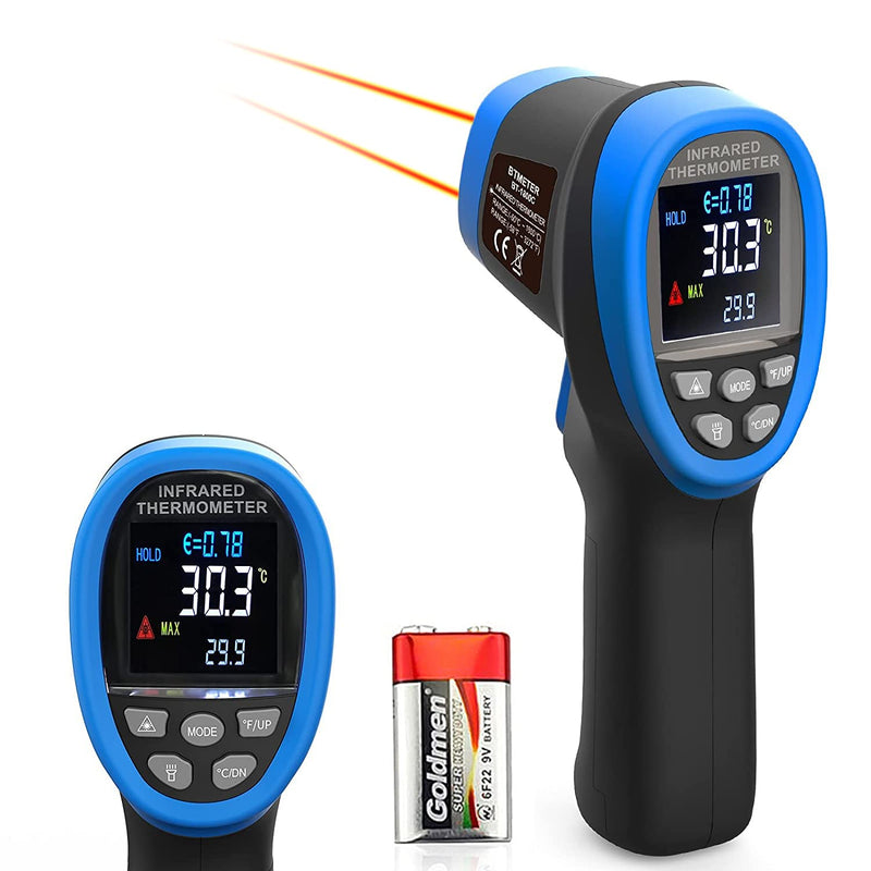 [Australia - AusPower] - BTMETER BT-1800C Pyrometer -58°F ~3272°F (-50~1800℃) IR Temp Gun, D:S 50:1 High Temperature Infrared Thermometer for Industrial HVAC Forge Furnace Metal Smelting (NOT for Human Temp) BT-1800C Blue (-58°F ~3272°F) 
