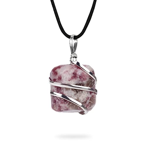 AYANA Lepidolite Crystal Necklace – Handmade Ethically Sourced Gemstone Pendant for Women, Libra Zodiac, September Birthstone, Heart & Crown Chakra Alignment