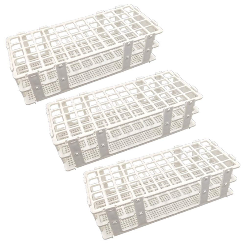 [Australia - AusPower] - 3 Packs Plastic Test Tube Rack, 60 Holes Lab Test Tube Rack Holder for 16mm Test Tubes, White, Detachable (60 Holes) 