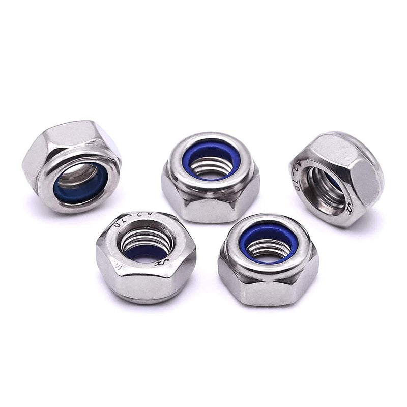 [Australia - AusPower] - M10-1.5 (10 pcs) Nylon Insert Hex Lock Nuts 304 Stainless Steel 18-8 Locknut, Bright Finish, DIN985 M10-1.5 10 