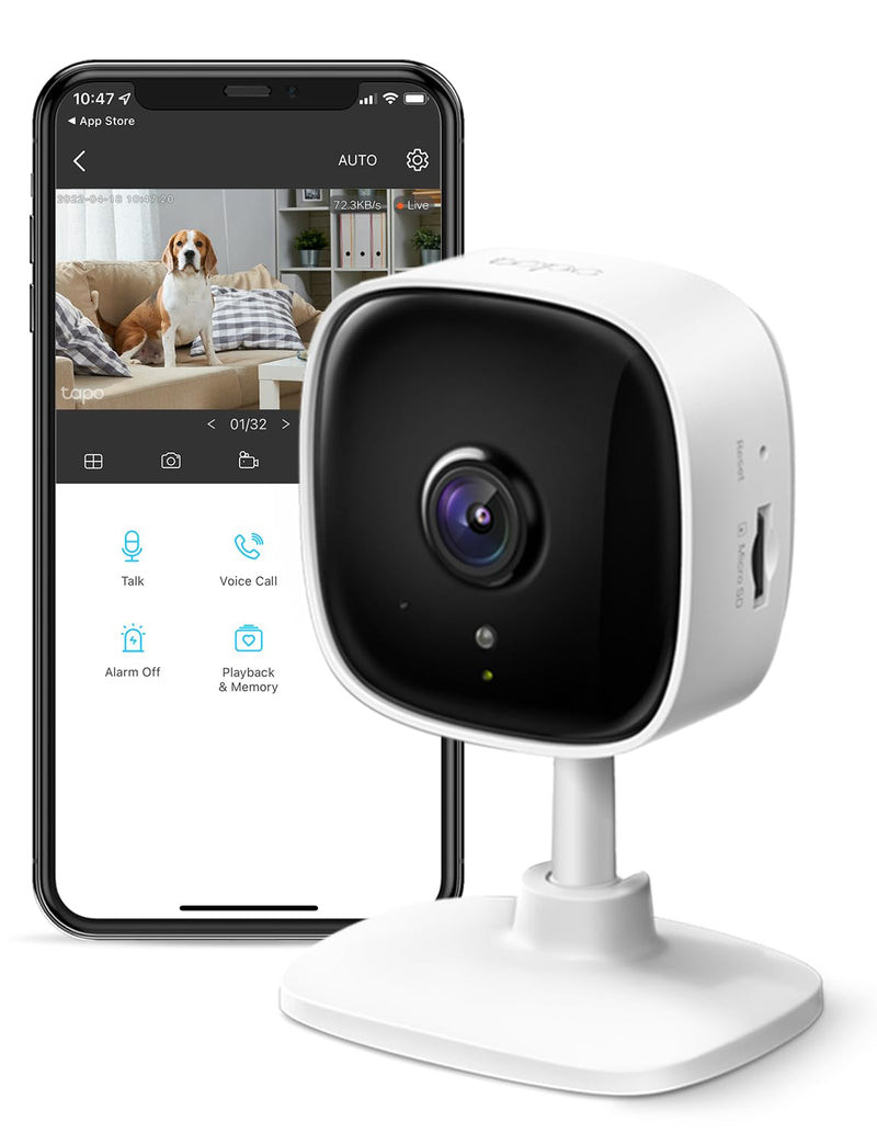 [Australia - AusPower] - TP-Link Tapo 1080P Indoor Security Camera for Baby Monitor, Dog Camera w/ Motion Detection, 2-Way Audio Siren, Night Vision, Cloud & SD Card Storage, Works w/ Alexa & Google Home (Tapo C100) 1080P 1-Pack 