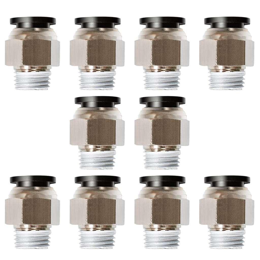 Beduan Push to Connect Fitting, 3/8" Tube OD x 1/4" NPT Thread Male Straight Pneumatic Air Fitting (Pack of 10) 3/8"OD-1/4"NPT