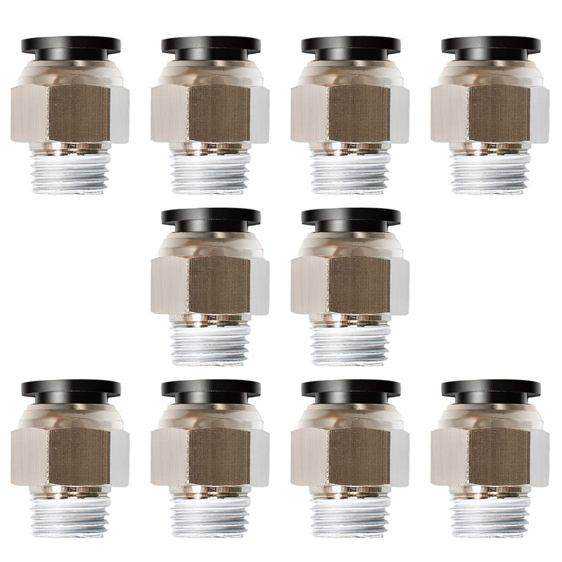 Beduan Push to Connect Fitting, 3/8" Tube OD x 1/4" NPT Thread Male Straight Pneumatic Air Fitting (Pack of 10) 3/8"OD-1/4"NPT