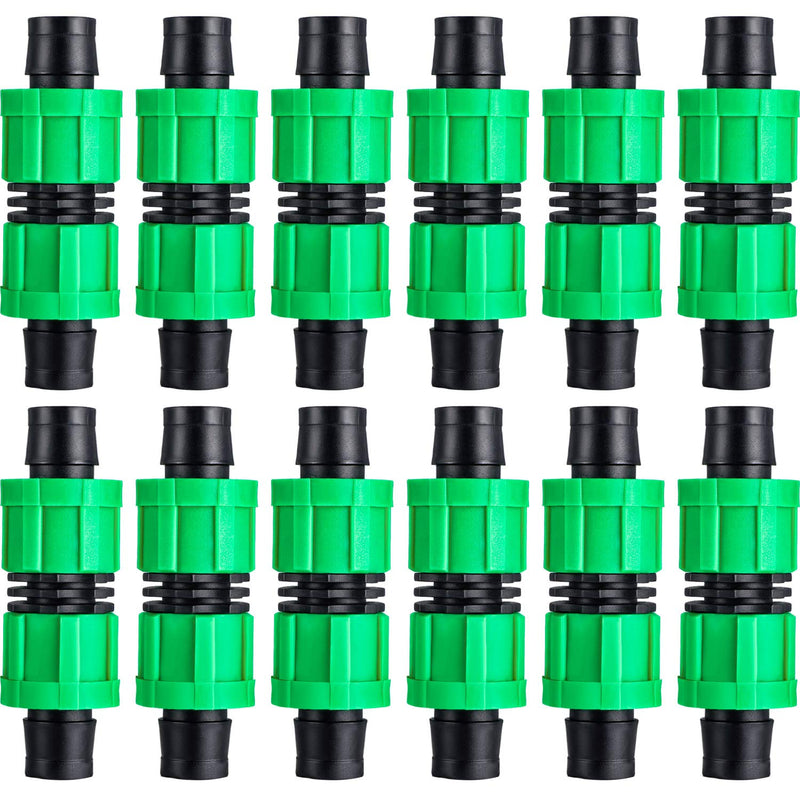 [Australia - AusPower] - 12 Pieces Drip Irrigation Coupling, 5/8 Inch Universal Connector Drip Tubing Fittings, Compatible with Most 16-17 mm Drip Tape AG Tubing Drip or Sprinkler Systems (green) Green 