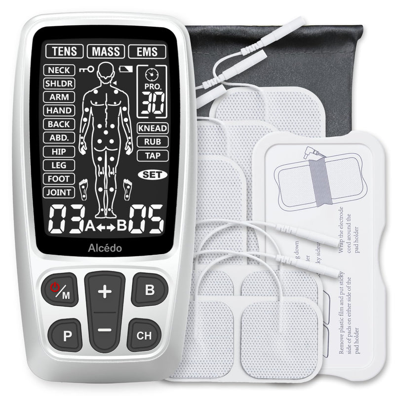 [Australia - AusPower] - Alcedo TENS Unit + EMS Combination Machine Muscle Stimulator for Pain Relief, Electric Rechargeable Pulse Massager with 41 Modes for Back/Neck Pain Therapy, HSA FSA Eligible 