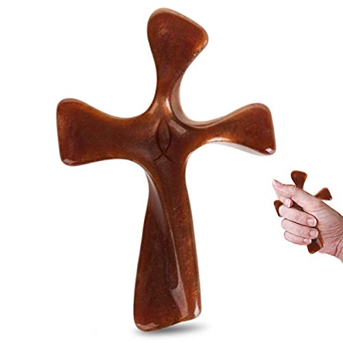 Soothe My Restless Soul Prayer Cross- Faith Gifts For Women- Handheld, Comforting Design for Clutching, Clinging and Praying- Peaceful, Calming Bereavement Sympathy Gift- Brown Resin (1 Cross) 1
