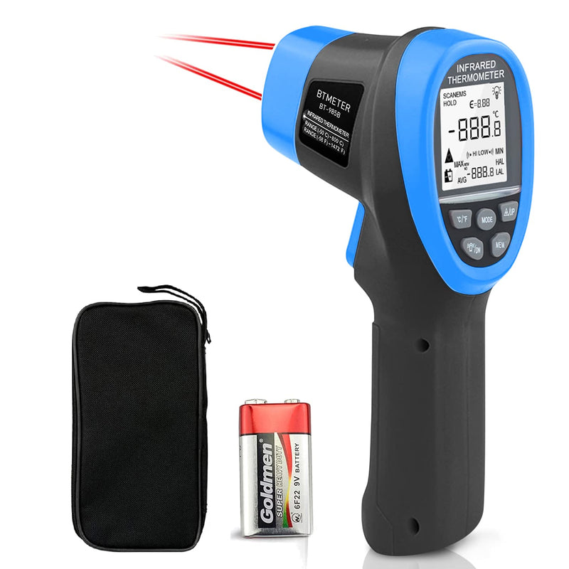 BTMETER BT-985B Laser Temp Gun Pyrometer, -58~2480℉(-50~1360℃) High Temperature Meter, 16:1 Distance Spot Ratio Industrial Infrared Thermometer Tester for Furnace, Smelting (NOT for Human Temp) BT-985B(-58 ℉ to 2480 ℉)