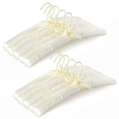 TOPIA HANGER Satin Padded Hangers for Women Clothing 17-inch 10 Pack Ivory 10 PCS