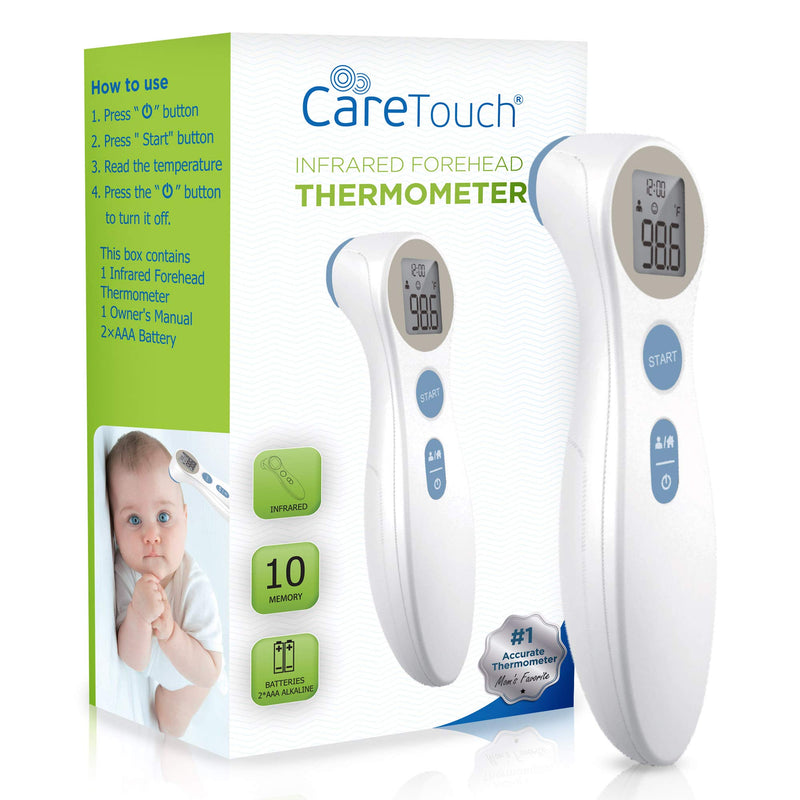[Australia - AusPower] - Care Touch Infrared Forehead Thermometer | Non-Contact Digital Infrared Thermometer for Adults and Kids | with Forehead and Object Temperature Modes 