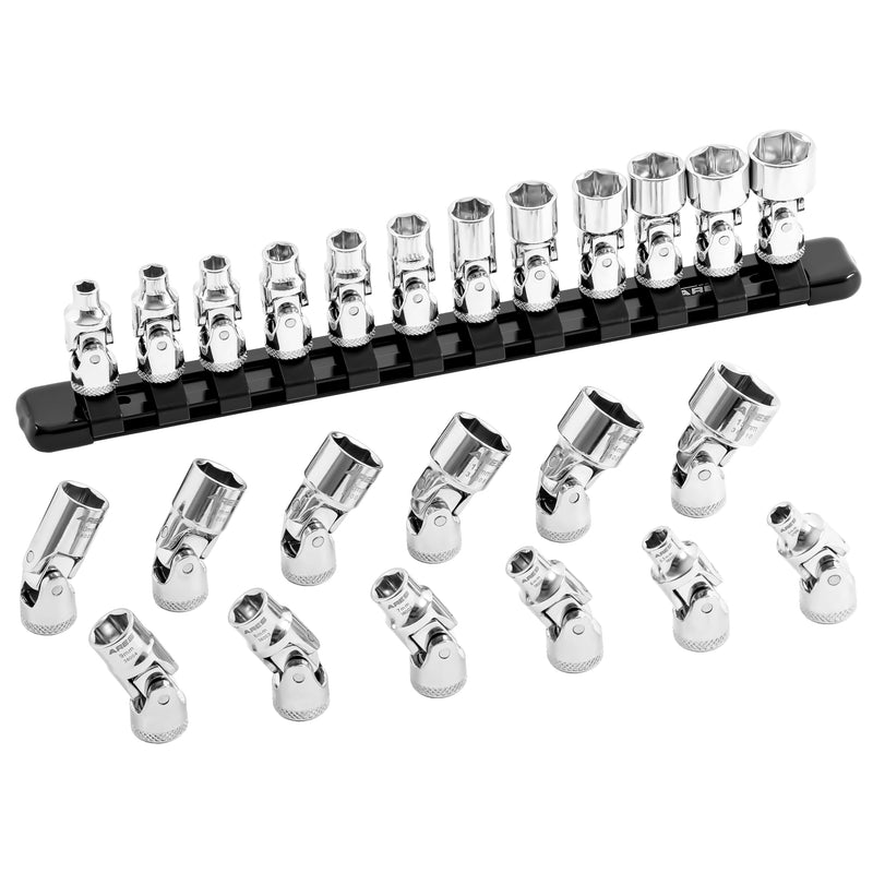 ARES 39009-12-Piece 1/4-Inch Drive Metric Flex Socket Set - 6 Point Sockets Constructed From Premium Heat Treated Chrome Vanadium Steel - Storage Rail Included 12-Piece 1/4-Inch Drive Metric Set