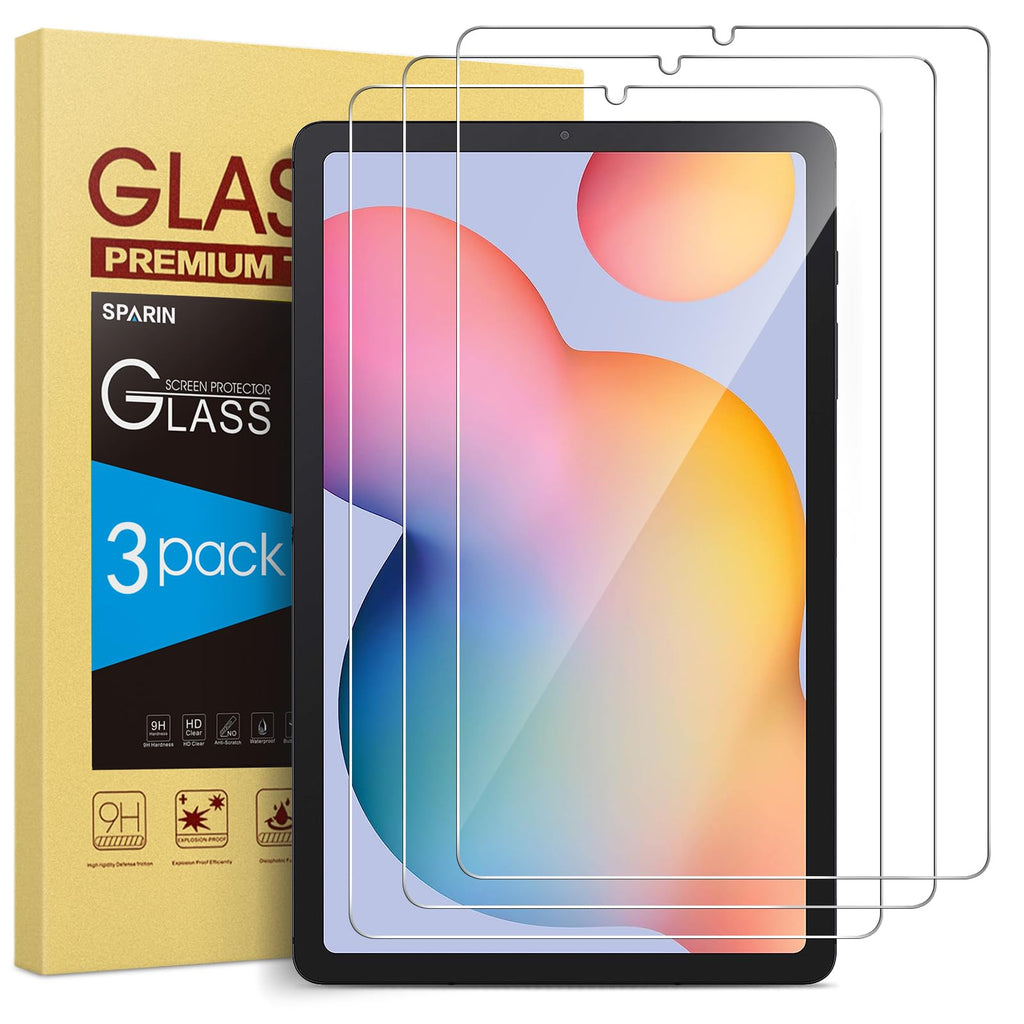 [Australia - AusPower] - SPARIN Screen Protector for Samsung Galaxy Tab S6 Lite 10.4 Inch(2024/2022/2020), 3 Pack 9H Hardness Tempered Glass with S Pen Compatible, Scratch Resistant, Bubble Free 