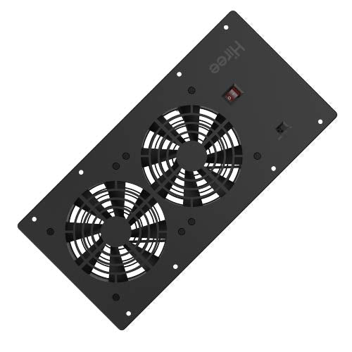 Hiree Quiet Cooling AC Fan Dual 4 inch Ventilation Axial Muffin Fan with 4 AC Power Outlet for Home Theater Receiver DVR Amps AV Computer Cabinet Closet Electronic Equipment DIY Vent Exhaust System