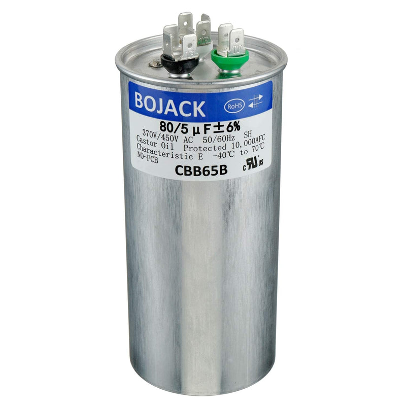 [Australia - AusPower] - BOJACK 80+5 uF 80/5 MFD ±6% 370/450 V AC CBB65 Dual Run Circular Start Capacitor for AC Motor Run or Fan Start or Condenser Straight Cool or Heat Pump Air Conditioner 